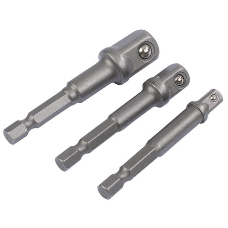 Draper Socket Adaptor Set, 1/4" Hex. X 1/4", 3/8" & 1/2" Sq. Dr. (3 Piece) - BCS/3 - Farming Parts