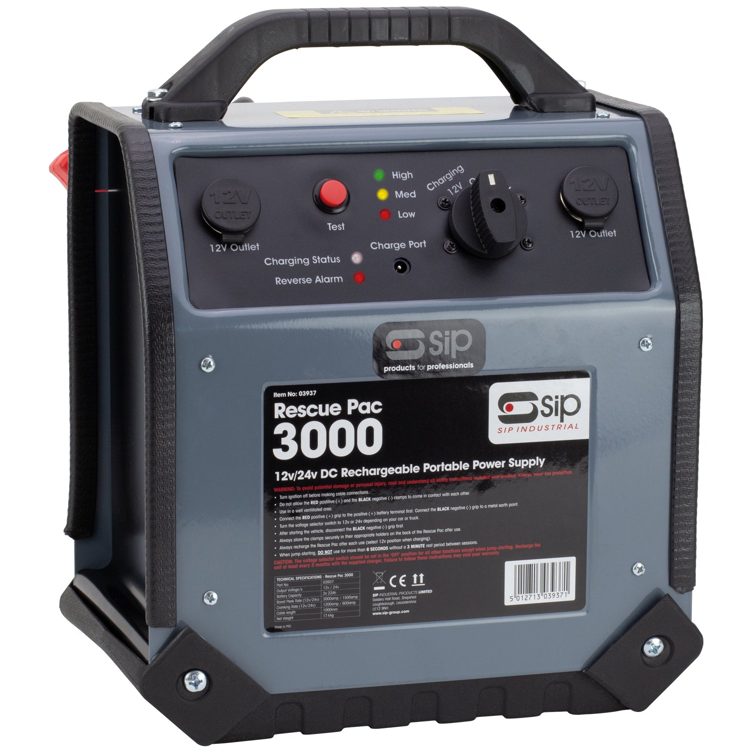 SIP Rescue Pac 3000 Jump Starter 12v/24v 3000A Heavy-Duty SIP-03937