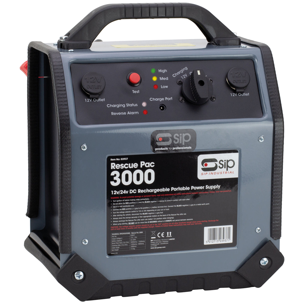 SIP Rescue Pac 3000 Jump Starter 12v/24v 3000A Heavy-Duty SIP-03937