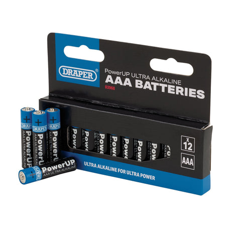 Draper Powerup Ultra Alkaline Aaa Batteries (Pack Of 12) - BATT/AAA/12 - Farming Parts