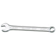 A silver Draper Elora 202BA-4 combination spanner marked with "4 BA," featuring an open-end on one side and a hexagon ring box-end on the other, crafted from durable chrome vanadium steel.