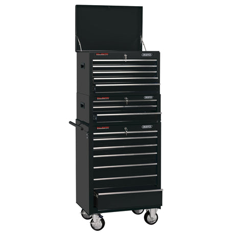 Draper Combined Roller Cabinet And Tool Chest, 15 Drawer, 26", Black - DTKCTCB - Farming Parts