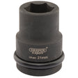 A Draper Expert Hi-Torq® 6 Point Impact Socket, 3/4" Sq. Dr., 21mm - 419-MM, made from chrome molybdenum (CR-MO) steel, features a black finish and an engraved logo.