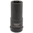 A black 23mm Draper Expert Hi-Torq® 6 Point Deep Impact Socket, with a cylindrical shape, made from durable chrome molybdenum and designed for use with air wrenches.