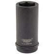 A Draper Expert Hi-Torq® 6 Point Deep Impact Socket, 29mm with a black finish, marked "CR-MO 29mm," designed for use with 3/4" square drive impact wrenches, featuring a rubber ring around the base.