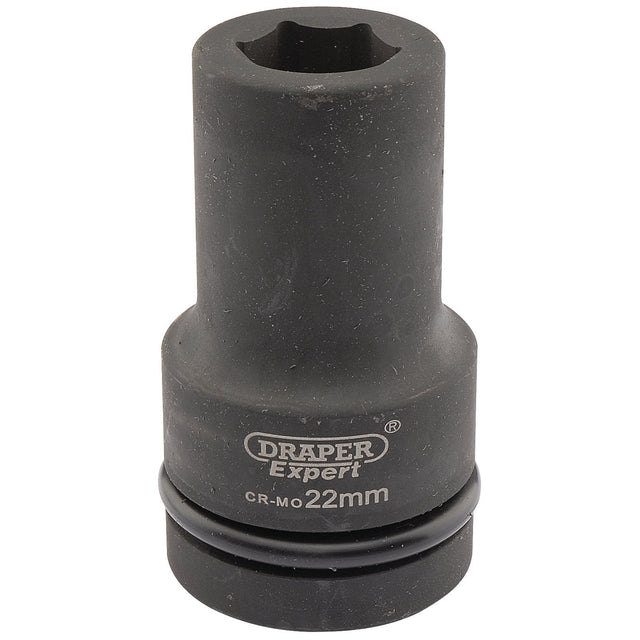 A Draper Expert Hi-Torq® 6 Point Deep Impact Socket, 1" Sq. Dr., 22mm - 425D-MM, crafted from durable chrome molybdenum for heavy-duty use.