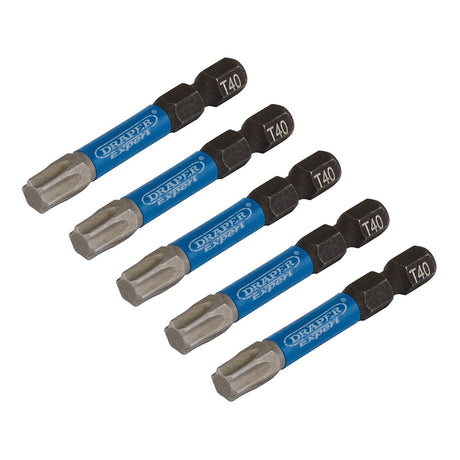 Draper Expert Tx-Star&#174; Impact Screwdriver Bits, T40 X 50mm, 1/4" Hex (Pack Of 5) - IMBH/TX50/5 - Farming Parts