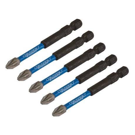 Draper Expert Pz-Type Impact Screwdriver Bits, No.2 X 75mm, 1/4" Hex (Pack Of 5) - IMBH/PZ75/5 - Farming Parts