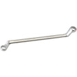 The Draper Elora Deep Crank Metric Ring Spanner, 10 X 11mm - 110-10x11 from Draper is a double-ended offset box wrench made of durable chrome vanadium steel, featuring closed-loop ends on both sides and adhering to DIN 838/ISO 3318 specifications.