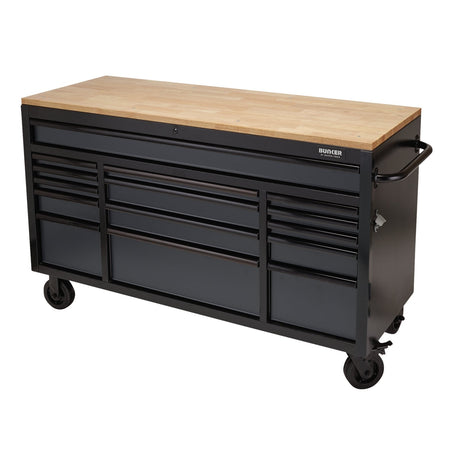 Draper Bunker&#174; Workbench Roller Tool Cabinet, 15 Drawer, 61", Grey - B100-61G - Farming Parts