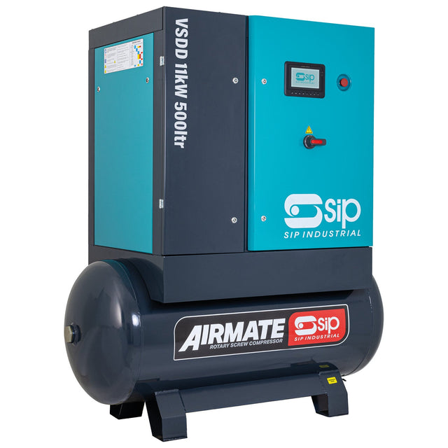 SIP VSDD/RD 11kW 8bar 500ltr 400v Rotary Screw Compressor with Dryer | IP-08266 - Farming Parts