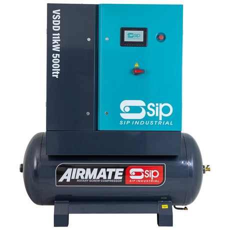 SIP VSDD/RDF 11kW 10bar 500ltr 400v Rotary Screw Compressor with Dryer & Filter | IP-08276 - Farming Parts