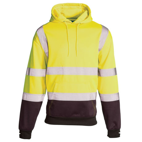 Hi-Vis Reflective 2-Tone Hooded Sweatshirt Yellow/Navy - Farming Parts