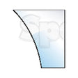 Partial image of a curved, blue-tinted Door Glass RH & LH (Sparex Part No. S.10005) against a white background, possibly from a Massey Ferguson cab type.