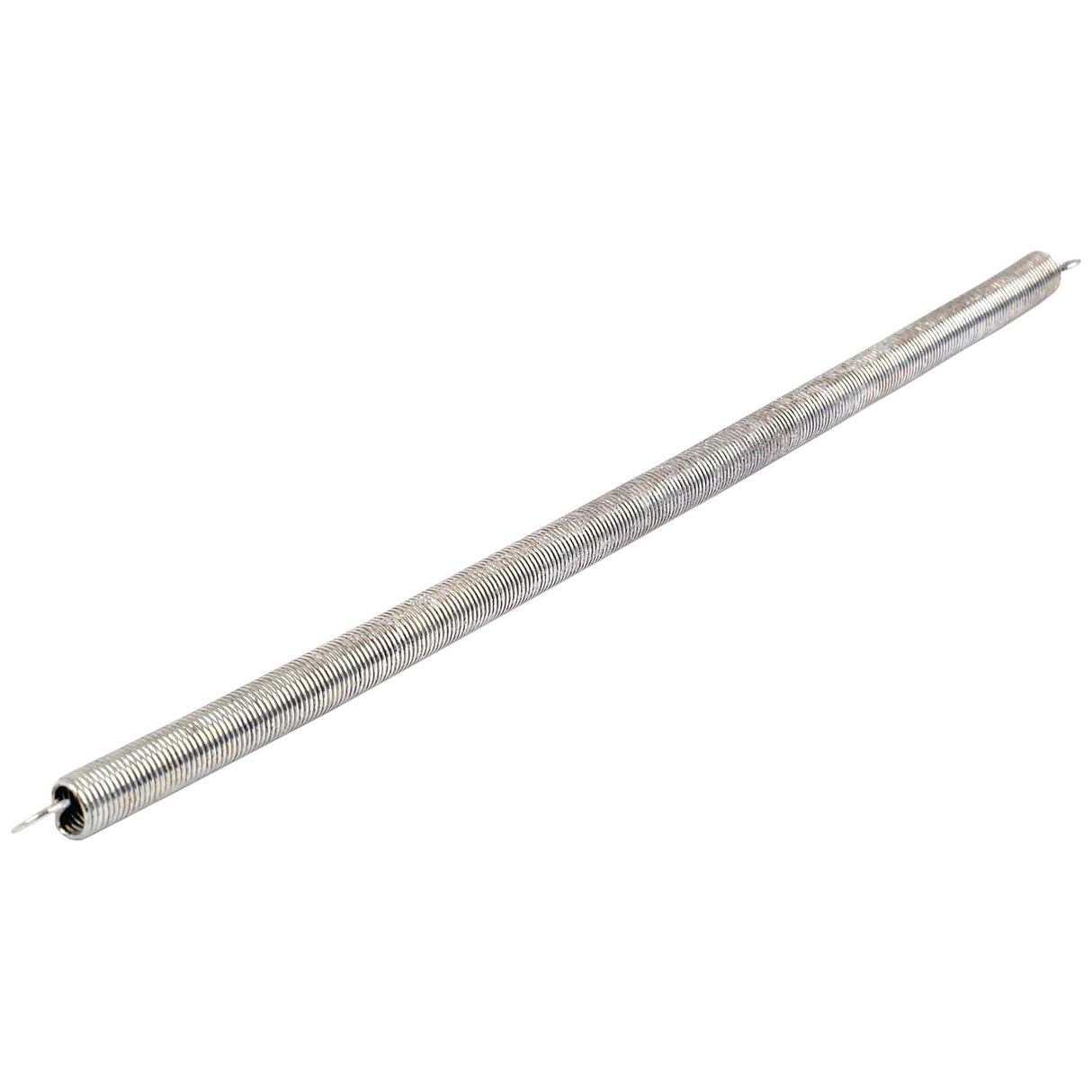 The Sparex Tension Spring, part number S.11097, features a 5mm diameter with a wire thickness of 0.5mm and includes loops on either end. With its 145mm length, it is ideal for use in mechanical assemblies to provide tension or return force across various applications.