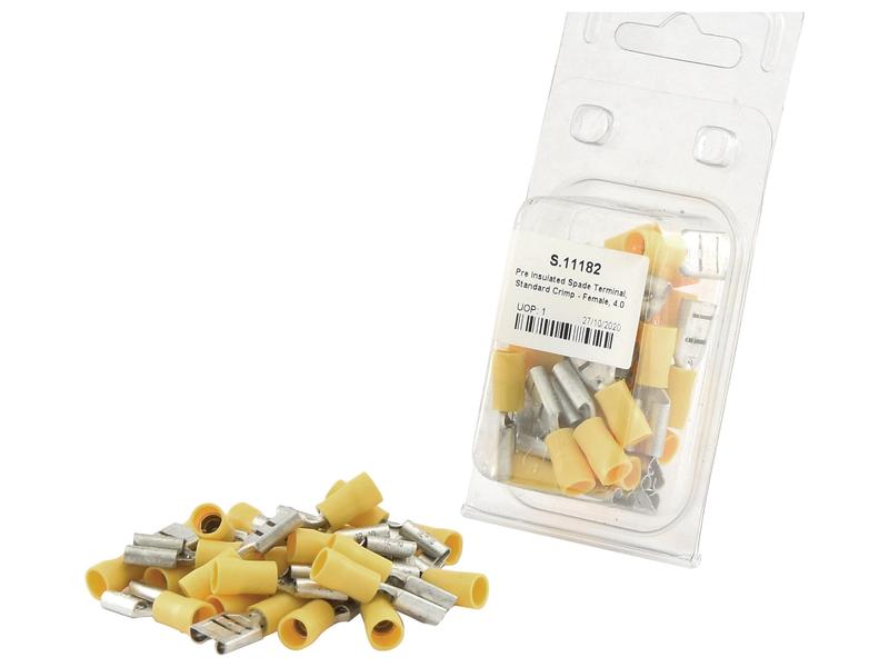 Sparex Agripak 25 pcs. Female Spade Terminal 9.5mm Yellow 300V | S.11182