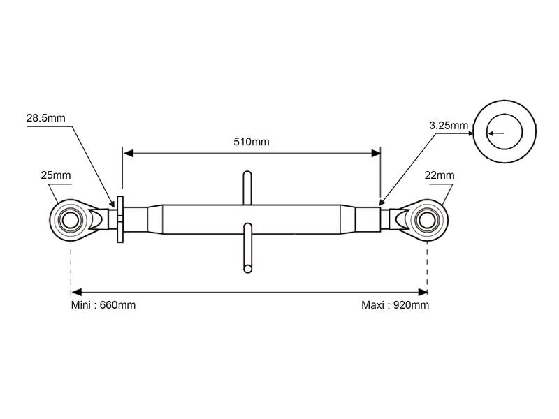 Spenco Top Link (Cat.22mm/2 (Ø22/25mm)) Ball and Ball, 1-1/8, Min. Length: 660mm. | S.11321 - Product Image 2