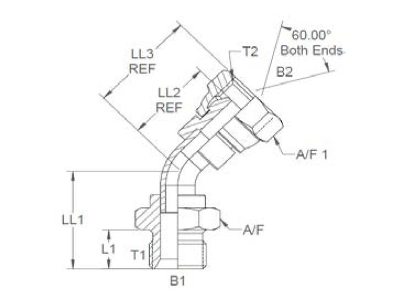Sparex Hydraulic Adaptor 1/4'' BSP Male x 1/4'' BSP Swivel Female 135° Swept Elbow | S.12052 - Product Image 3