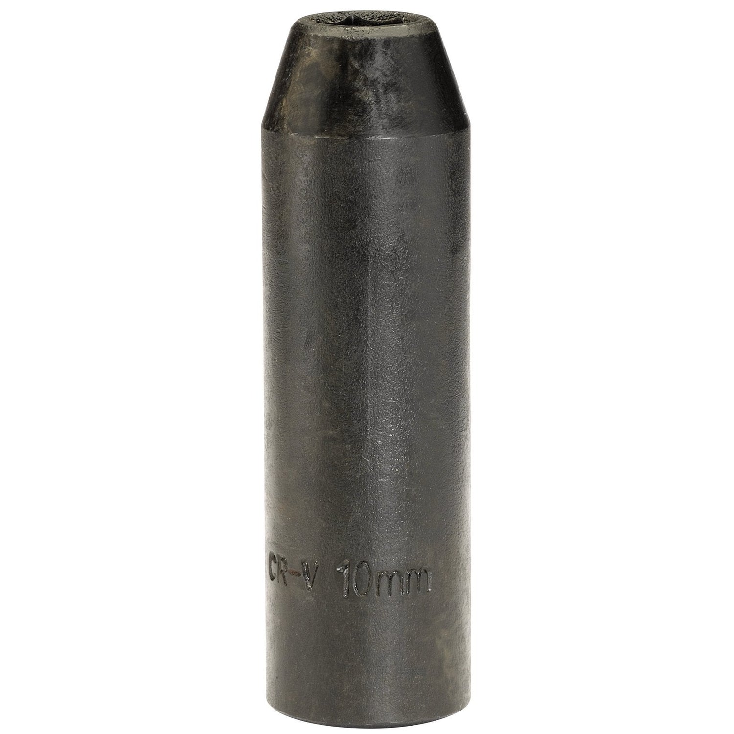 The Draper Expert Hi-Torq® Deep Impact Socket, 410D-MM, in black and 10mm size, is crafted from durable chrome vanadium steel and is compatible with air electric wrenches.