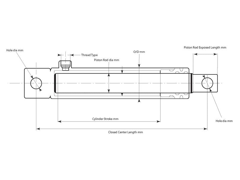 Sparex Hydraulic Single Acting Displacement Cylinder with Ends, 30 x 400mm | S.136889 - Product Image 2