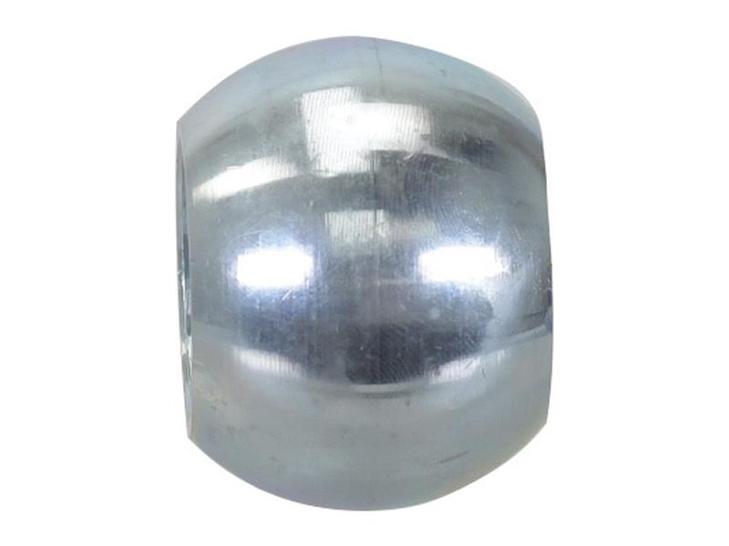 A close-up image of the Sparex Lower Link Ball (Cat. 2/2) - S.1368, showcasing its shiny, reflective metallic surface against a plain white background, ideal for providing detailed manufacturing information.