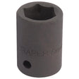 A black, cylindrical Draper Expert Hi-Torq® Impact Socket, 1/2" Sq. Dr., 18mm - 410MM made from chrome vanadium steel features an opening for a bolt or nut and a side hole. Ideal for use with impact sockets.