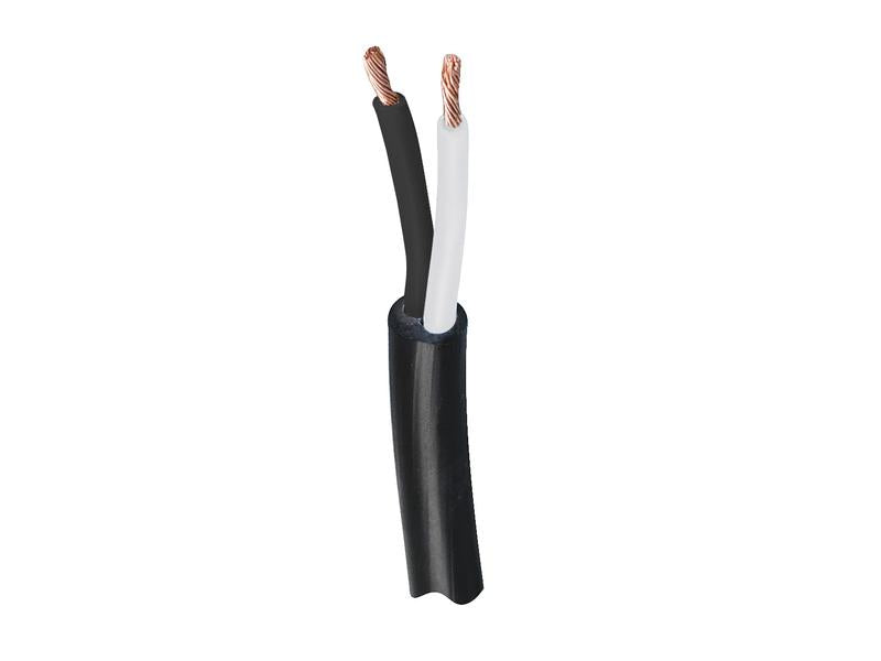 Electrical Cable 2 Core 1mm² Black PVC Roll 50M Durable Wire - Sparex Part S.139733