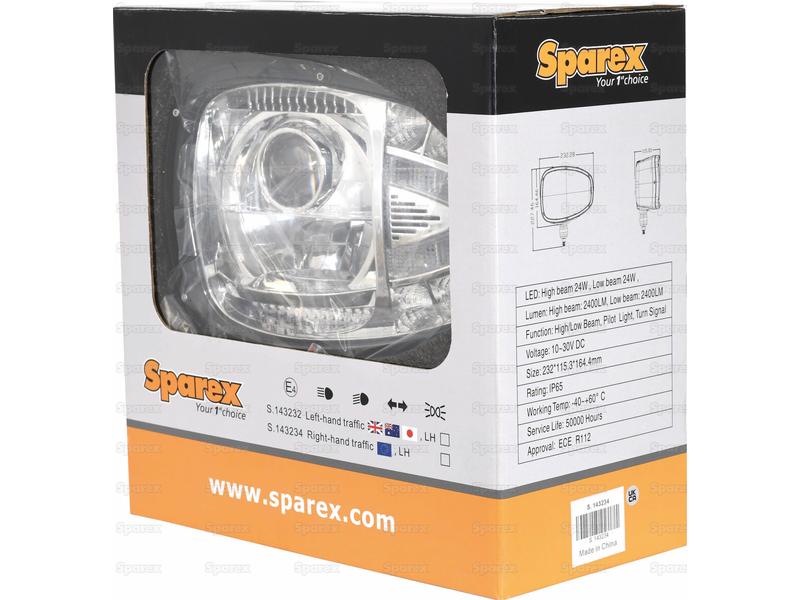 Sparex LED Head Light, Interference: Class 3, LH (RH Dip), 1200 - 1290 Lumens Raw, 10-30V | S.143234 - Product Image 6