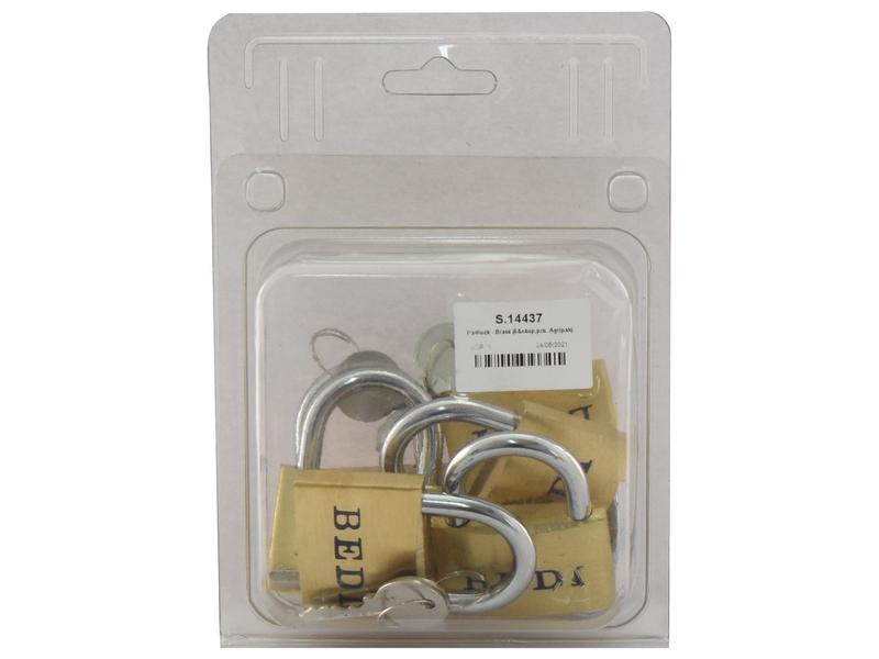Sparex Padlock - Brass (6 pcs. Agripak) | S.14437 - Product Image 2