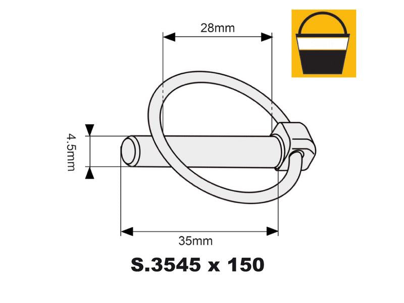 Sparex Small Bucket 150 pcs. Round Linch Pin 4.5mm x 35mm | S.1604 - Product Image 3