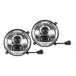 Product Description: *SPECIAL PRICE* - Massey Ferguson LED Head Light Kit, Interference: Class 3, RH & LH (LH Dip), 1560 - 2760 Lumens Raw, 10-30V - S.163618 by JMCE DEALS. The kit includes two round vehicle headlights with attached wiring and connectors. The background features a repetitive text pattern. If you have any questions before ordering, please contact us.
