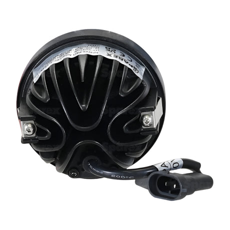 Close-up view of a circular Fendt LED Work Light with connectors attached to its rear, from the brand Sparex, featuring an ECE rating for compliance.