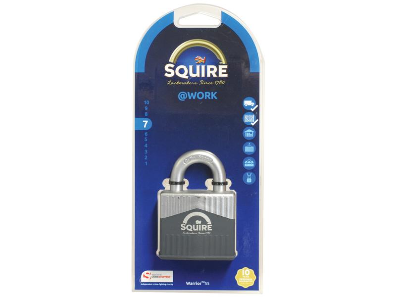 Squire WARRIOR 55 KA Warrior Padlock - Key Alike, Body Width: 55 MM (Security Rating: 7) - Sparex Part S.164750