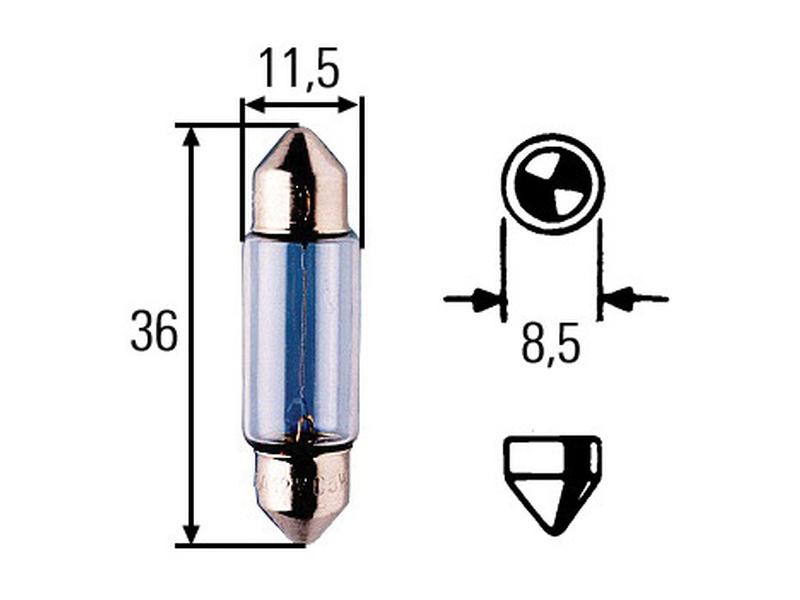 Hella Light Bulb (Halogen) C5W, 12V, 5W, SV8.5-8 (Clamshell 2 pcs.) | S.165678 - Product Image 3
