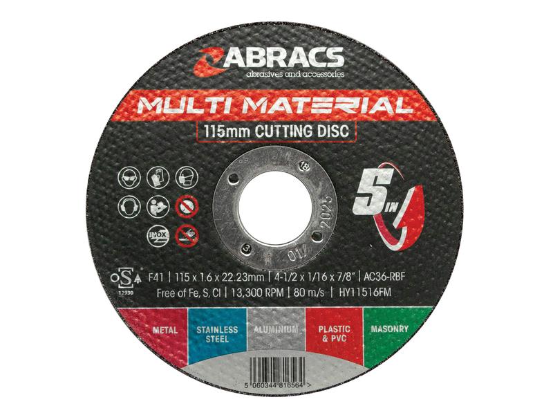 Metal & Stone Cutting Disc Ø115 X 1.6 X 22 MM AC36-RBF - Sparex Part S.165968