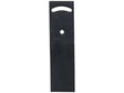 A flat, rectangular black metal plate with a narrow oval cutout at the top and a circular hole in the center, often used in conjunction with Vulcan Fasteners, known as the "Tail Press - LH (Gregoire Besson)" to fit as 172311, Sparex Part Number S.166105 from Sparex.