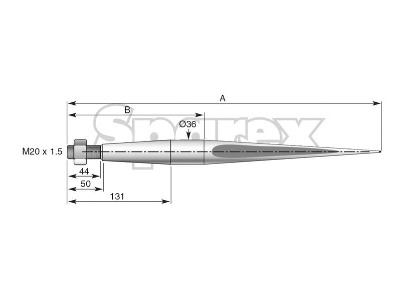 SHW Loader Tine - 810mm, Thread size: M24 x 1.50 (Square) | S.167573 - Product Image 4