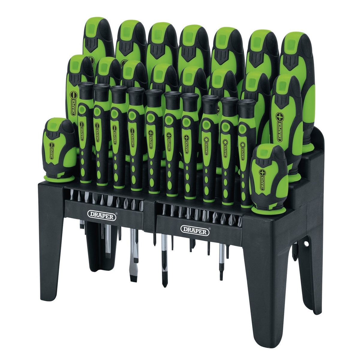 Draper Soft Grip Screwdriver And Bit Set, Green (47 Piece) - 864/47/G - Farming Parts