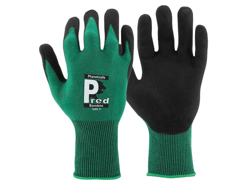 Predator Bamboo Work Gloves 7/S Nitrile Palm Grip Cut Level a - Sparex Part S.174537