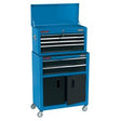 Draper Combined Roller Cabinet And Tool Chest, 6 Drawer, 24", Blue - RCTC6/B - Farming Parts