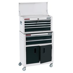 Draper Combined Roller Cabinet And Tool Chest, 6 Drawer, 24", White - RCTC6/W - Farming Parts