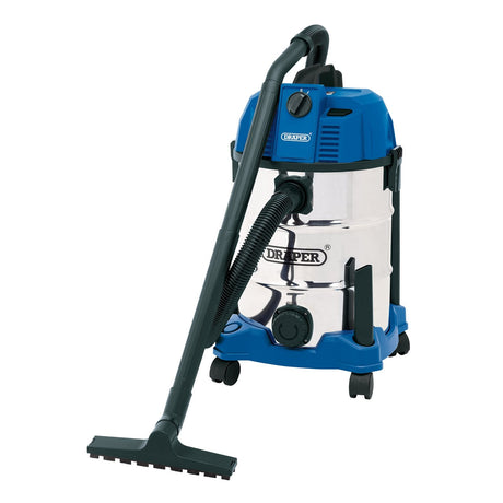 Draper Wet And Dry Vacuum Cleaner With Stainless Steel Tank, 30L, 1600W - WDV30SSB - Farming Parts