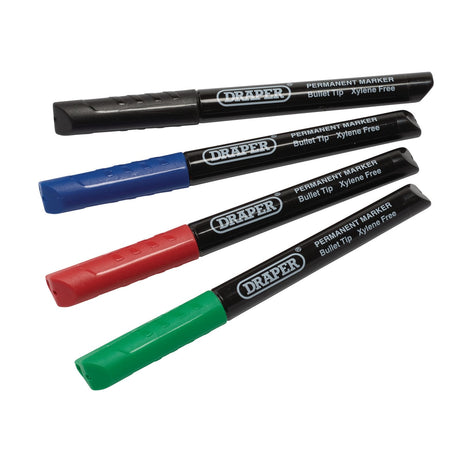 Draper Marker Pens, Multicoloured (Pack Of 4) - MP4COL - Farming Parts