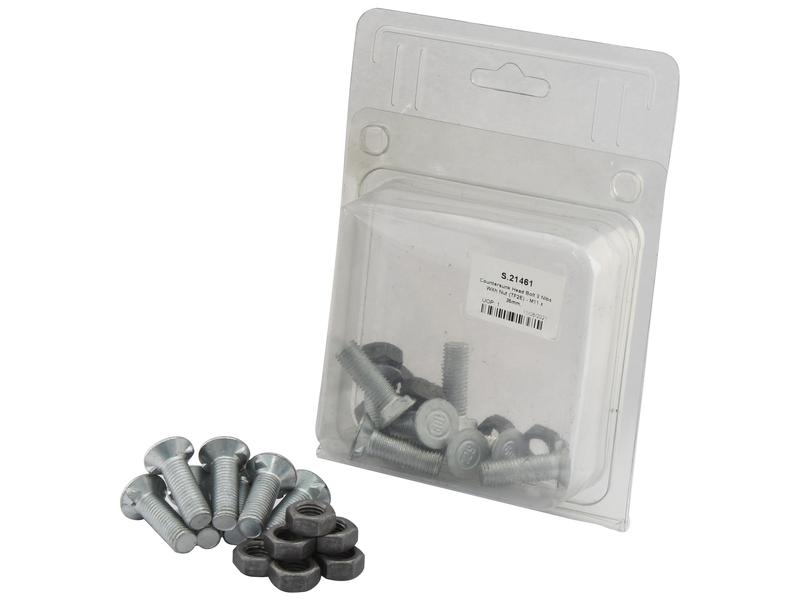Countersunk Head Bolt 2 Nibs with Nut (TF2E) - M11 X 35 MM, Tensile Strength 10.9 (8 Pcs. Agripak) - Sparex Part S.21461
