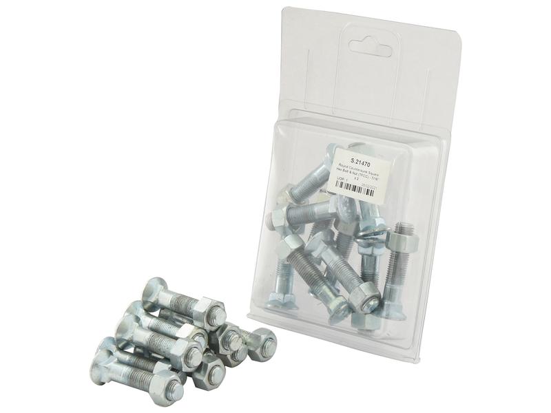 Round Countersunk Square Hex Bolt & Nut (TFCC) - 7/16in X 2-1/8in Tensile Strength 8.8 (10 Pcs. Agripak) - Sparex Part S.21470