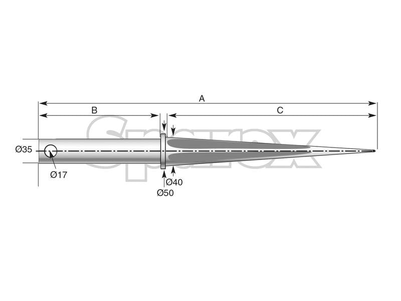 SHW Loader Tine - Straight 850mm, (Star) To fit as: DF035NOUVEAU | S.21516 - Product Image 4
