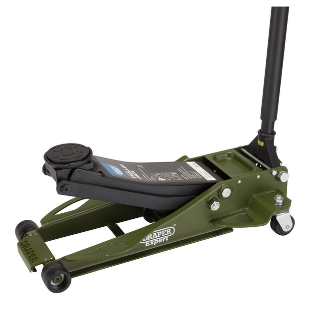 Draper Expert Professional Low Profile Fast Lift Garage Trolley Jack, 3 Tonne, Green - TJ3-GP - Farming Parts