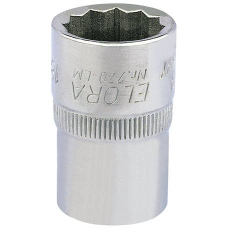 Draper Elora Bi-Hexagon Socket, 1/2" Sq. Dr., 18mm - 770-LM 18 - Farming Parts