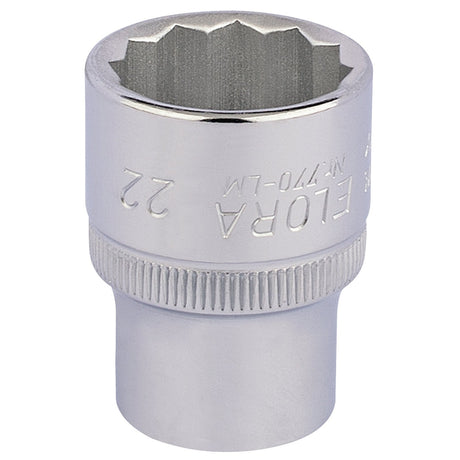 Draper Elora Bi-Hexagon Socket, 1/2" Sq. Dr., 22mm - 770-LM 22 - Farming Parts