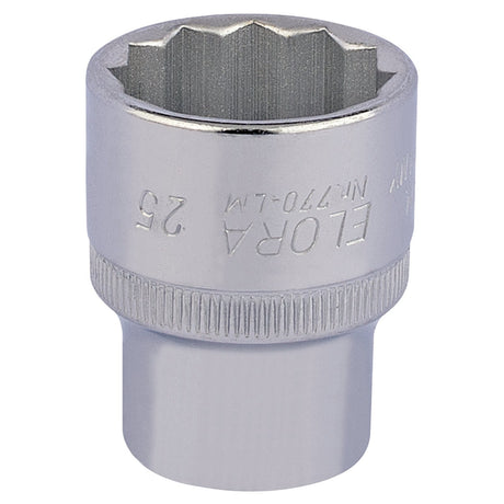 Draper Elora Bi-Hexagon Socket, 1/2" Sq. Dr., 25mm - 770-LM 25 - Farming Parts